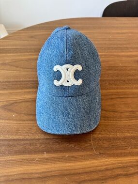 Celine Triomphe hat in denim union wash (s)